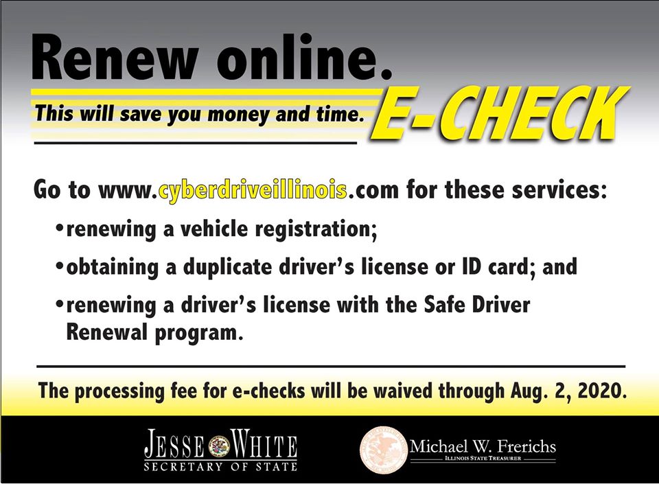 Echeck Fees Waived to Renew Driver’s License, State ID, Vehicle